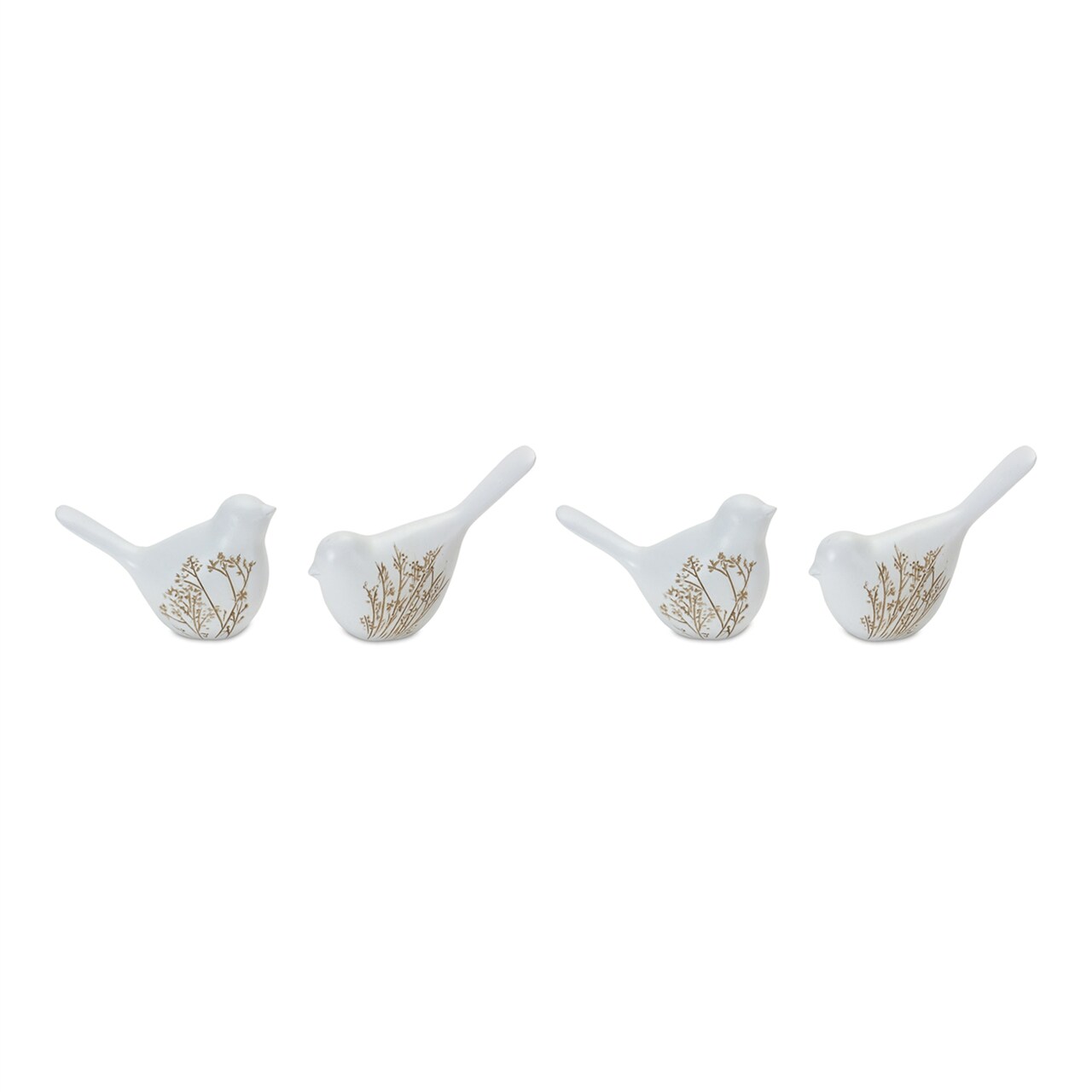 Melrose Set of 4 Floral Etched Bird Tabletop Figurines 5.25"